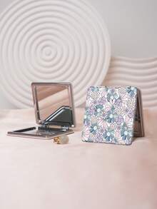 1PC British Country Style Portable Folding Makeup Mirror, Lightweight Ultra-Thin Convenient Durable PU Leather, Suitable For Various Occasions, Travel, Party, Work, School, Suitable For All Ages - Multicolor - View 2