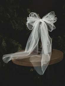 1pc Bridal High-End French Minimalist Ethereal Wedding Registration Veil - White - View 5