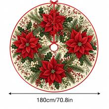 1pc Christmas Flower Pattern Christmas Tree Skirt, Elegant Color Holiday Decor, 5 Sizes, Unisex Holiday Gift, Suitable For Home And Party Christmas Home Decoration - Christmas Flower - View 12