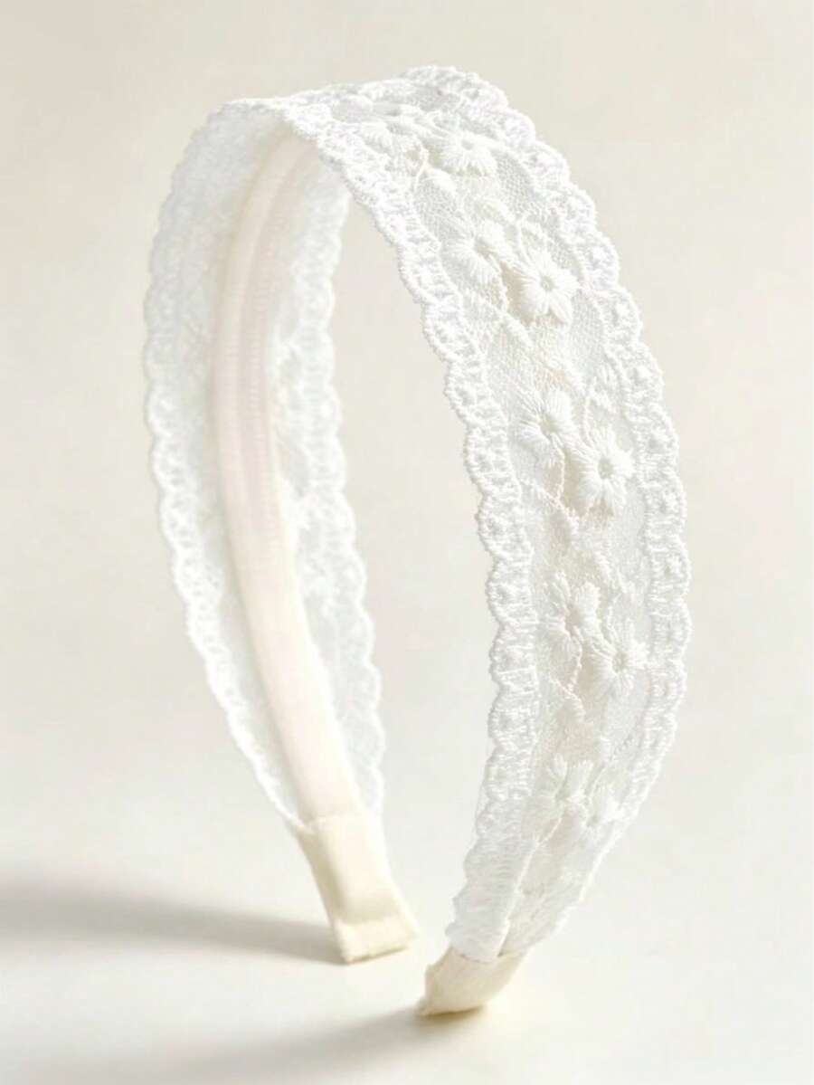1 chiếc băng đô tóc ren thêu hoa trắng phong cách Pháp, phụ kiện tóc nữ phong cách vintage thanh lịch, phụ kiện thời trang mùa thu, phụ kiện đám cưới, phụ kiện thời trang đi làm hàng ngày - trắng - Xem 1