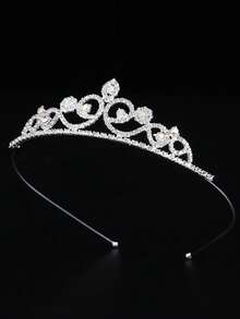 1pc Minimalist Fashion Girl Princess Crown Birthday Gift Party Hair Accessory - Silver - View 5