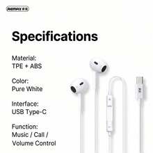 REMAX RM-570a Digital Decoding Wired Earphones/Type-C Dual Interface In-Ear Headphones With Inline Control For Calls And Music, Compatible With Phone And Computer - Type C - View 7