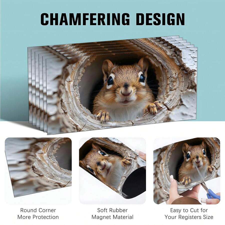4pcs Animal Cave Pattern Enhanced Magnetic Flux Vent Covers, 8"X15.5" Trimmable And Fully Sealed, Suitable For Floor, Air Conditioner And Ceiling Vents, Applicable To RV And Home HVAC Vents, Noise Reduction Function, Adhesive Vent - Multicolor - View 1