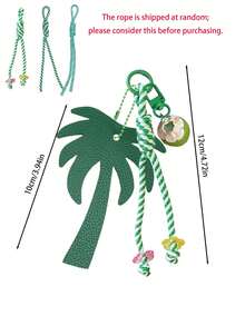PU Coconut Camel Palm Tree Bag Charm, Woven Rope Keychain, Leather Palm Tree Bag Accessory, Fashionable Women's Handbag Decoration Pendant, Perfect Holiday Gift - Multicolor - View 9