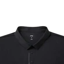 LI‑NING Men Fitness Polo Shirt Ice‑Feel Moisture‑Wicking Short Sleeve APLW315 - Black - View 4