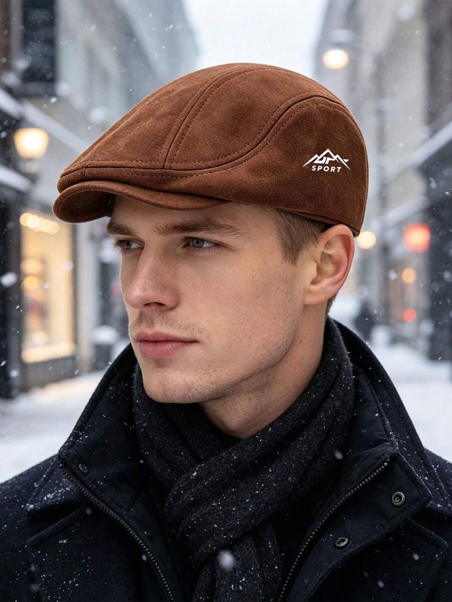 1pc Autumn/Winter Suede Beret Hat, Unisex Vintage Versatile British Style Newsboy Cap, Suitable For Daily Wear - Multicolor - View 1