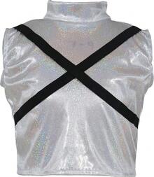 Rubies Silver Pop Star Costume For Girls, Shiny And Fun Complete Costume With Black Jacket Featuring Gold Shoulder Pads, Ideal For Carnival - POP-sTAR SILVER LEADER - View 4