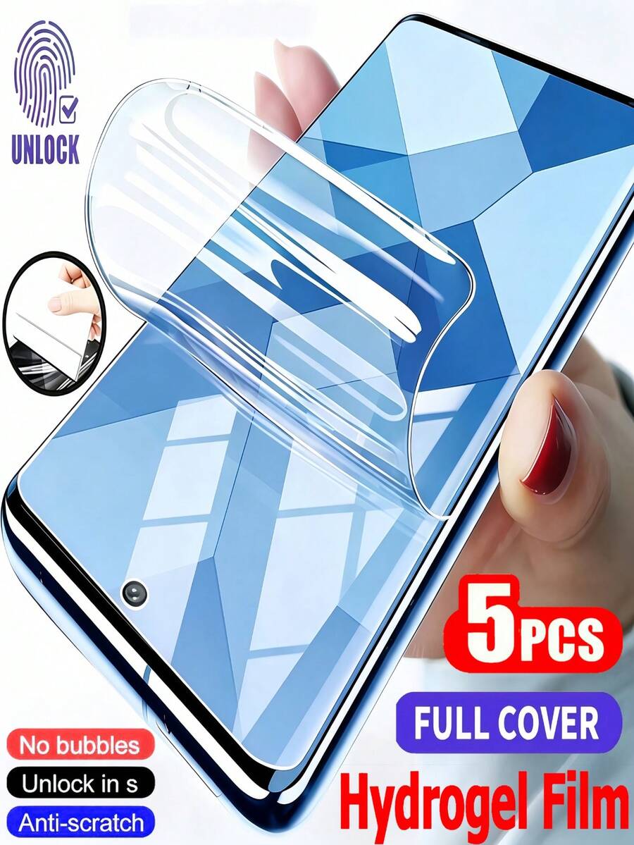 5pcs High-Clear Hydrogel Full Coverage Phone Screen Protector, Compatible With Oppo Reno 11 12 13 14 15 16 Pro/ 14 Pro+ 15 Pro, Anti-Explosion Anti-Scratch, Smooth Anti-Oil Layer, Easy Installation, Auto-Repair Scratches, Soft Film Protector [Non-Glass]