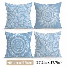 4pcs/1pc Blue And White Leaf Pattern Pillow Case Without Insert, Single-Sided Printed Pillow Case, Suitable For Living Room, Bedroom, Home Decor, All Season Pillow Case - Multicolor - View 12
