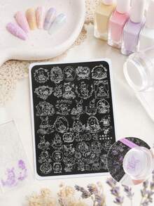 Plat Stempel Seni Kuku Stainless Steel, Pola Gambar Garis Kelinci Dongeng Vintage, Gaya Manis Jepang, Kombinasi Adegan Pesta Teh, Beragam Gaya, Alat Dekorasi Seni Kuku, Cocok Untuk Salon Kuku Untuk Membuat Desain Kuku yang Lucu, Templat Transfer Salon Kuku, Alat DIY Seni Kuku - MultiWarna - View 4
