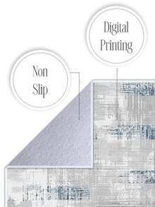 Digitally Printed Non-Slip Washable Runner And Area Rug Living Room Carpet, Modern Design | Modern, Scandinavian, Bohemian And Classic Styles | 100% Polyester - Light Grey - View 3