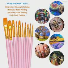 10pcs/Set Nylon Hair Watercolor Brush Set, Learning And DIY Acrylic Art Brushes, Perfect New Year Gift For Students And Artists. Suitable For Painting And Crafting, Suitable For Students And Adults - Multicolor - View 3