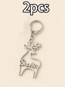 Custom Name Reindeer Keychain, Personalized Christmas Key Chain, Holiday Vacation Bag Charm, Custom Keychain, Customizable 2026 Christmas Gift - Silver - View 15