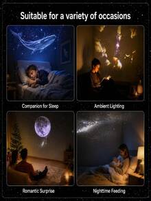 USB Star Projector Night Light, 2 In 1 Galaxy Star Projection Lamp, Dual Modes Romantic Starry Sky Atmosphere Light, USB Powered Holographic Star Light For Car Bedroom Home Decor, Christmas Gift - Black - View 8