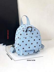 1PC Minimalist Corduroy Backpack, Polka Dot Decor, Casual Simple Elegant, Zipper Design, Suitable For School, Travel, Can Easily Hold Daily Essentials, Versatile Item For Girls, Applicable To Various Styles And Occasions. - Multicolor - View 10