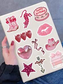 50Pcs Pink Coquette Stickers Waterproof, Aesthetic Decor Stickers For Water Bottle Laptop Journal Scrapbook Phone Case DIY Craft Gift - 50pcs - View 2