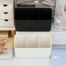 Multi-Compartment Desktop Stationery Organizer, Large Capacity Pen Holder Storage Box, Suitable For Back To School Season, Multi-Compartment Design Can Store Pens, Sticky Notes, Stickers, Cute Aesthetic Desktop Decor - Striped Storage Box - View 8