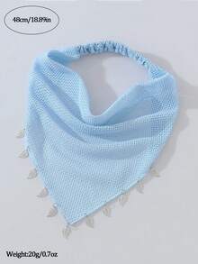 1件原創花卉圖案刺繡捲邊葉飾女款髮帶頭巾，適合日常與度假使用 - 藍色 - 查看 4
