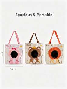 1pc Cute Breathable Pet Shoulder Bag, Pets Can Freely Peek Out. Spacious Interior, Secure Buckle Design, Perfect For Outdoor Walks And Short Trips, Multiple Cute Cartoon Styles Available. - Multicolor - View 11