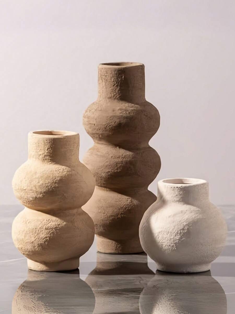1件 3款沙紋花瓶 家用桌面裝飾品 - 花瓶,適用於客廳、廚房裝飾,鄉村現代風,可用作裝飾擺件,適合書架、臥室、辦公室、浴室、餐廳、咖啡桌 - A - 查看 1