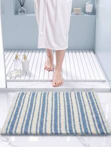 DAJIANG 1pc Bathroom Rug Mat, Flocked Soft Touch, Blue & White Striped Fresh Style, TPR Non-Slip Backing, Suitable For Kitchen, Outdoor, Indoor, Hallway, Bedroom, Living Room, Bedside, Machine Washable Easy To Clean, Autumn Bathroom Decor Rug - Multicolor - View 7