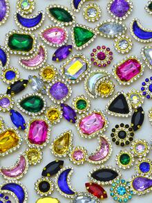 50pcs Multicolor Handmade Sewing Rhinestone Claws, Rhinestone Clothing, Shoes, Hats, Bags DIY Materials, Jewelry Accessories - Color Mixing - View 1