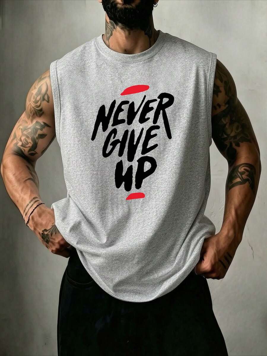 ZYNTH BALENO 男士夏季時尚「Never Give Up」圖案背心，涼爽夏季必備運動款