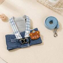 Denim Pet Harness Set, Cute Sun Hat And Matching Leash, Adjustable Outdoor Walking Vest, Suitable For Small Dogs, Medium Dogs And Cats Pet Costume/Cat Costumes - Multicolor - View 8