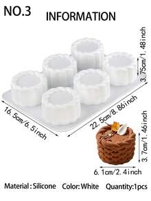1pc Cylindrical Silicone Cake Mold, Mousse Cake Baking Mold - White - View 12