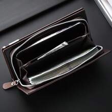 1 buah Dompet Genggam Pria Vintage Baru dengan Tali Pergelangan Tangan yang Dapat Dilepas, Tas Ponsel Multifungsi Kulit PU dengan Banyak Slot Kartu, Dompet Bisnis dengan Resleting, Dompet Panjang Kapasitas Besar, Hadiah Sempurna untuk Teman dan Orang Tua - Kopi - View 6