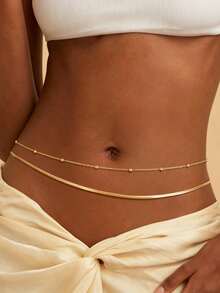 Sequin & Bead Decor Minimalist Chic Waist Chain - Gold - View 11