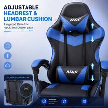 Gaming Chair With Footrest – Swivel Office/Desk Chair With Lumbar Support And Wheels – Professional Home Office Chair (LOL/WCG Style) - Blue - View 3