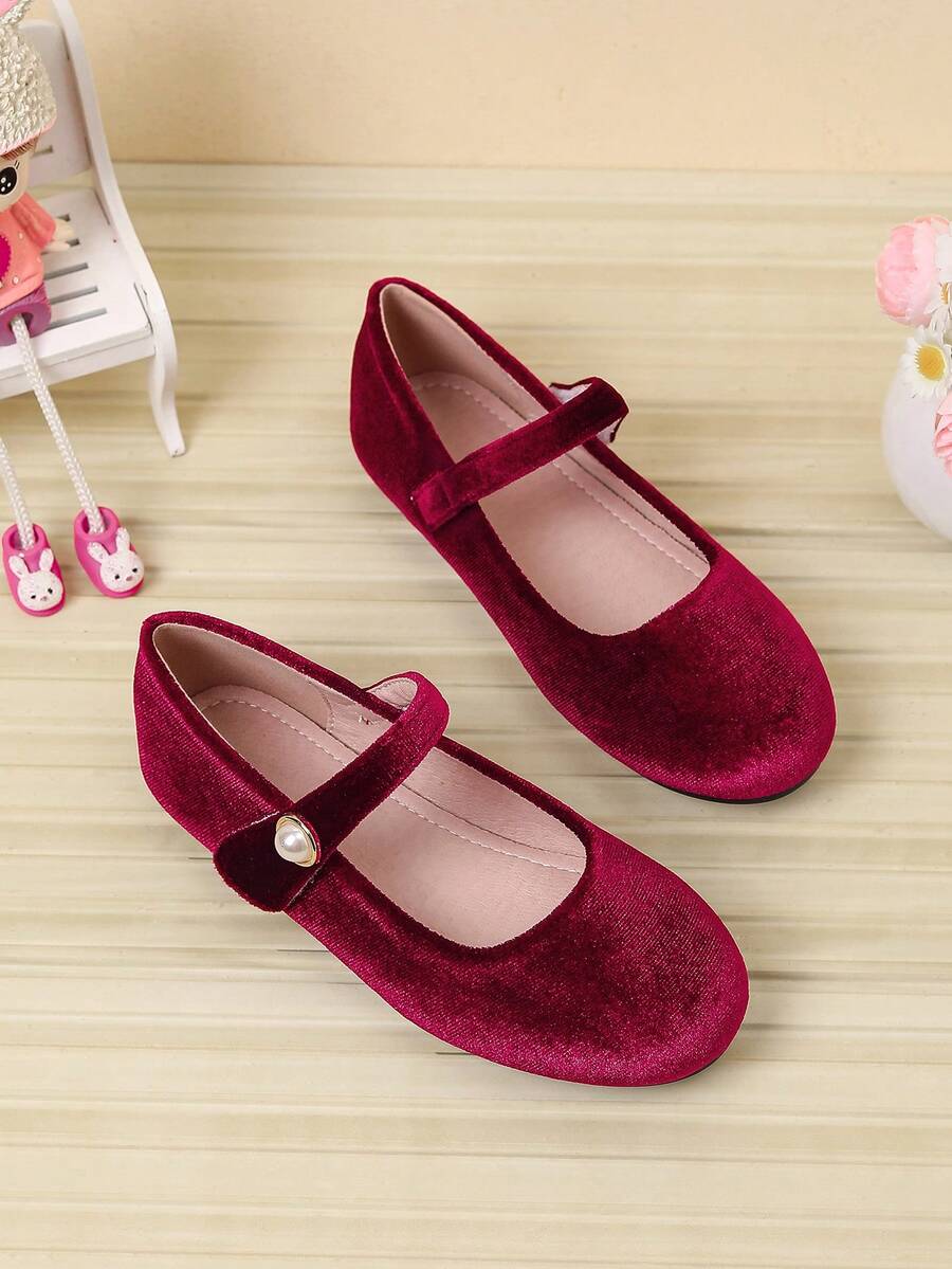 Beautiful Girl Spring/Summer Round Toe Vacation Style Children's Casual Shoes - Burgundy - View 1