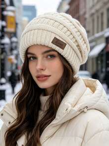 1pc New Autumn/Winter Solid Color Knitted Hat, Unisex Fashionable Versatile Warm Woolen Beanie, Suitable For Daily Outdoor Cold Weather Travel Wear - Multicolor - View 2