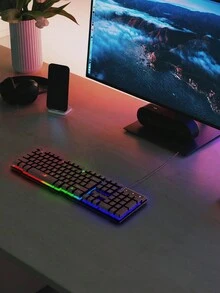 1件 K87Pro RGB 背光電競機械手感鍵盤，緊湊型 104 鍵有線薄膜鍵盤與滑鼠組合 - 黑色 - 查看 13