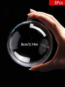 3pcs Clear Acrylic Decorative Balls, Reusable Handmade Balls For Christmas Tree New Year Holiday Decoration, Transparent Fillable Christmas Tree Ornaments, Wedding Party, DIY Decoration, Create Festive Home And Party Atmosphere - Transparent - View 3
