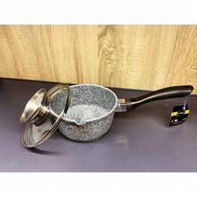 16cm Ceramic Non-Stick Saucepan With Glass Lid & Aroma Dispenser, 1.3L Induction Cooking Pot With Stay-Cool Handle – Black / Grey - View 6