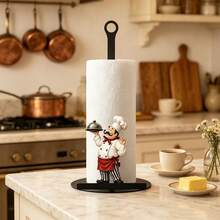 Cute Chef Shaped Kitchen Paper Towel Holder With Tray Design, Freestanding Paper Towel Rack Suitable For Kitchen, Living Room, Dining Room And Bathroom, Combines Decorative And Practical Functions - View 2