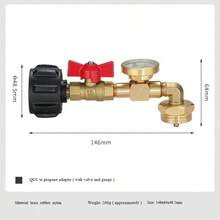 CAMPINGMOON Outdoor Camping Propane Tank Refill Adapter With Ball Valve Pressure Gauge Brass Gas Tank QCC1 Adapter PZ-104 - A - View 2
