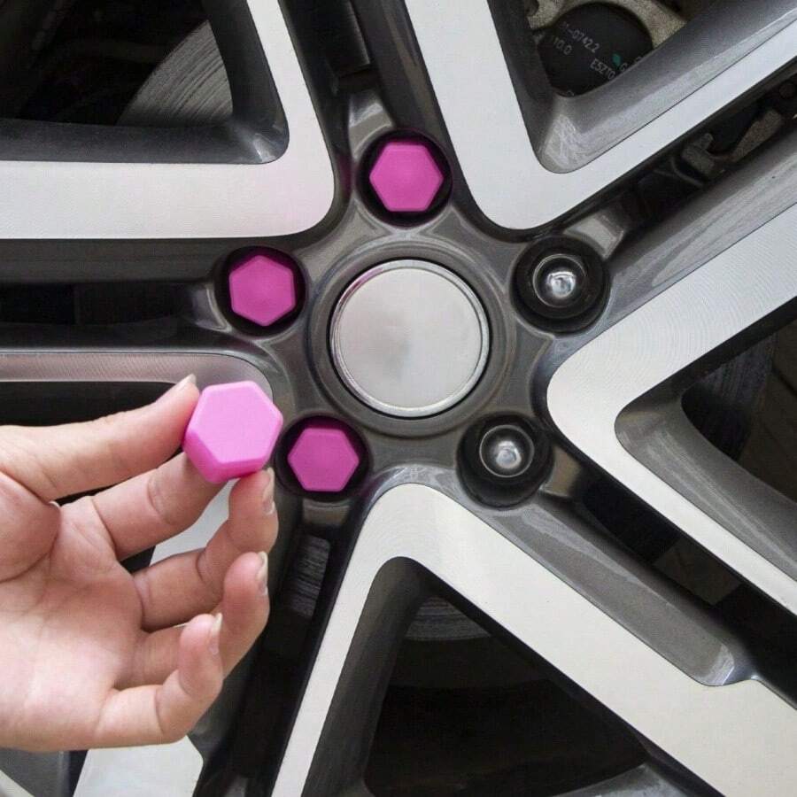 20pcs 19mm Pink Silicone Wheel Lug Nut Covers, Anti-Rust Anti-Dust Protective Caps For Car Bolts, Universal Wheel Decoration And Protection Accessories - Wheel Bolt Covers - View 1