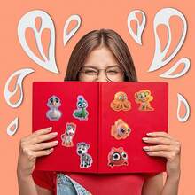 50pcs Colorful Animal Stickers, Cartoon Cute, Suitable For Laptop, Water Bottle, Luggage, Notebook, Waterproof Vinyl Stickers, School Supplies, Back To School - Multicolor - View 4
