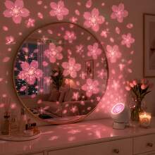 Cherry Blossom Projection Lamp 3 Pieces Set (Projection Lamp + Base + USB Cable), 360° Adjustable, Projects Dynamic Spring Cherry Blossoms, Suitable For Bedroom, Party, Christmas, Halloween, Birthday Gift - White - View 1