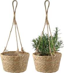 2 Woven Hanging Baskets, Dimensions 50 * 20 Cm, Lined With Plastic Film, Hanging Flower Baskets, Suitable For Decorative Garden Design With Flowers And Green Plants - 2pcs - View 9