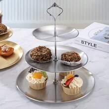1pc Stainless Steel Multi-Layer Home Storage Tray, Nordic Style Dessert Stand, Afternoon Tea Snack Plate, Luxury Party Decoration - Multicolor - View 7