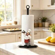 Cute Chef Shaped Kitchen Paper Towel Holder With Tray Design, Freestanding Paper Towel Rack Suitable For Kitchen, Living Room, Dining Room And Bathroom, Combines Decorative And Practical Functions - View 3