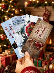 12pcs Realistic Christmas Envelopes With Snowman, Christmas Tree And Red Truck Patterns, Christmas Cards, Mailing Bags, Christmas Card Packaging, Christmas Money Bags, Christmas Party Gift Bags, Christmas Party Supplies, Christmas Decorations, 2027 New Year Gifts, Christmas Party Decorations, Merry Christmas Decoration For Home, Merry Christmas - Multicolor - View 4