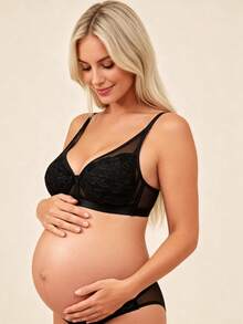 Hart & Haze Black Lace Mesh Front Clasp Adjustable Strap Comfortable Nursing Bra - Black - View 4