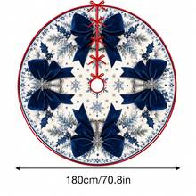 1pc Blue Bow Bell Pattern Christmas Tree Skirt, Elegant Color Holiday Decor, 5 Sizes, Unisex Holiday Gift, Suitable For Home And Party Christmas Home Decoration - Bow Bell - View 11