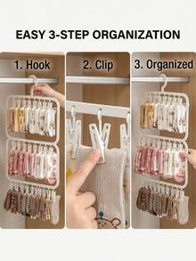 1pc Multi-Functional Hanging Rack Laundry Drying Tool, Suitable For Socks, Underwear, Shirts, Pants And Skirts, Ideal For Bedroom, Bathroom, Dorm, Bedside Area And Back To School Season Decoration - Multicolor - View 10