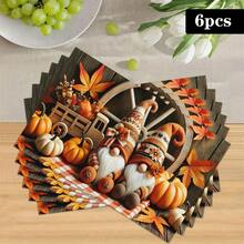 1/4/6pcs Autumn Series Carriage Elf Pumpkin Pattern Printed Placemats, Heat Resistant Table Mats For Home Kitchen/Table Protection, Kitchen Dining Table Party Decor - Multicolor - View 16